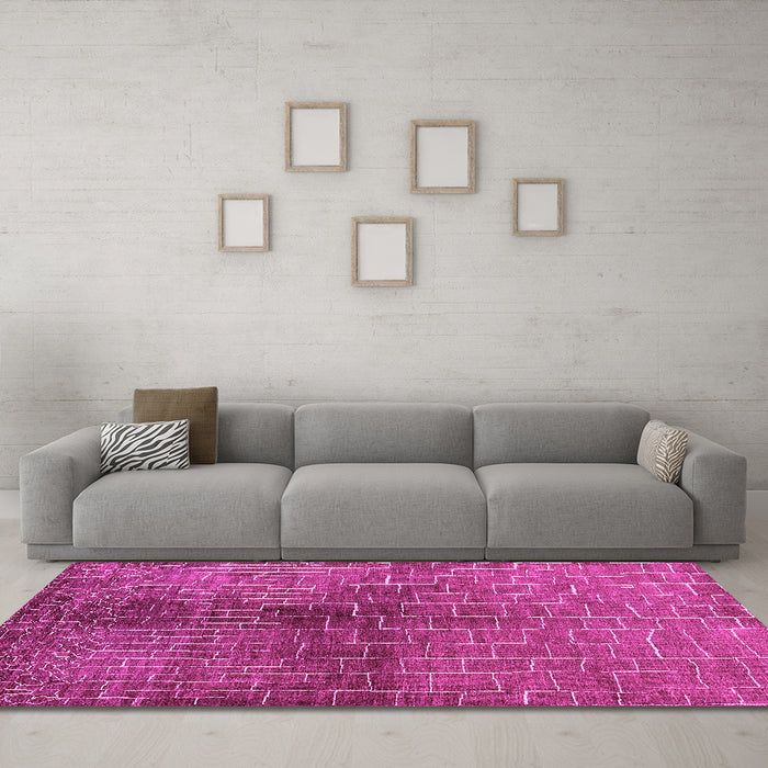 Machine Washable Solid Pink Modern Rug in a Living Room, wshurb1229pnk