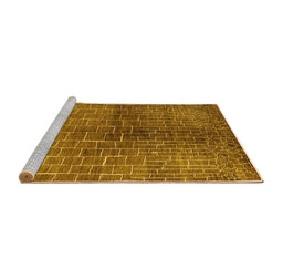 Sideview of Machine Washable Solid Yellow Modern Rug, wshurb1229yw
