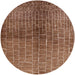 Round Mid-Century Modern Brown Solid Rug, urb1229