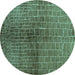 Round Solid Turquoise Modern Rug, urb1229turq