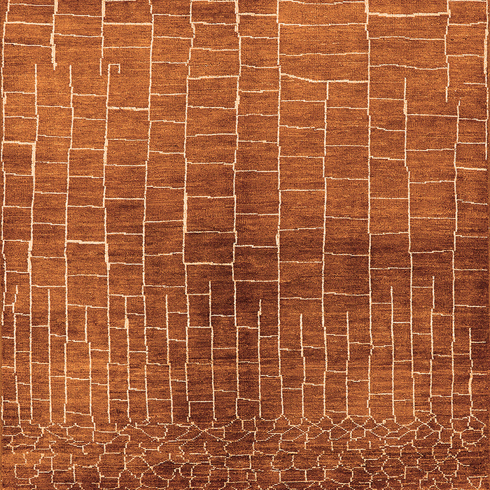Square Machine Washable Solid Orange Modern Area Rugs, wshurb1229org