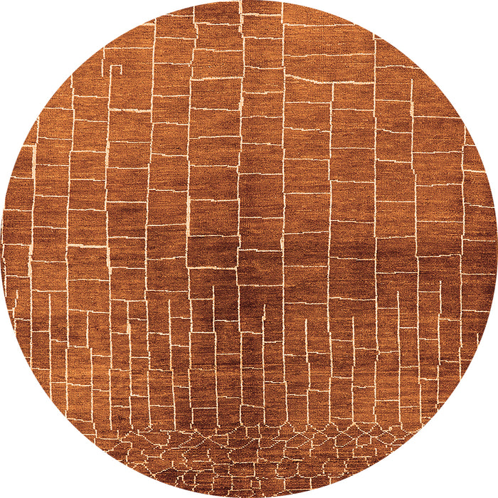 Round Machine Washable Solid Orange Modern Area Rugs, wshurb1229org