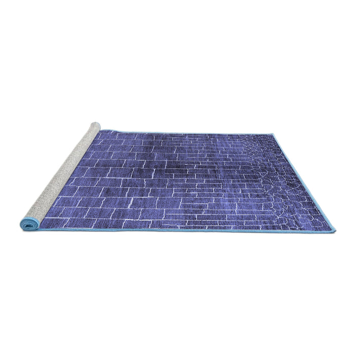 Sideview of Machine Washable Solid Blue Modern Rug, wshurb1229blu