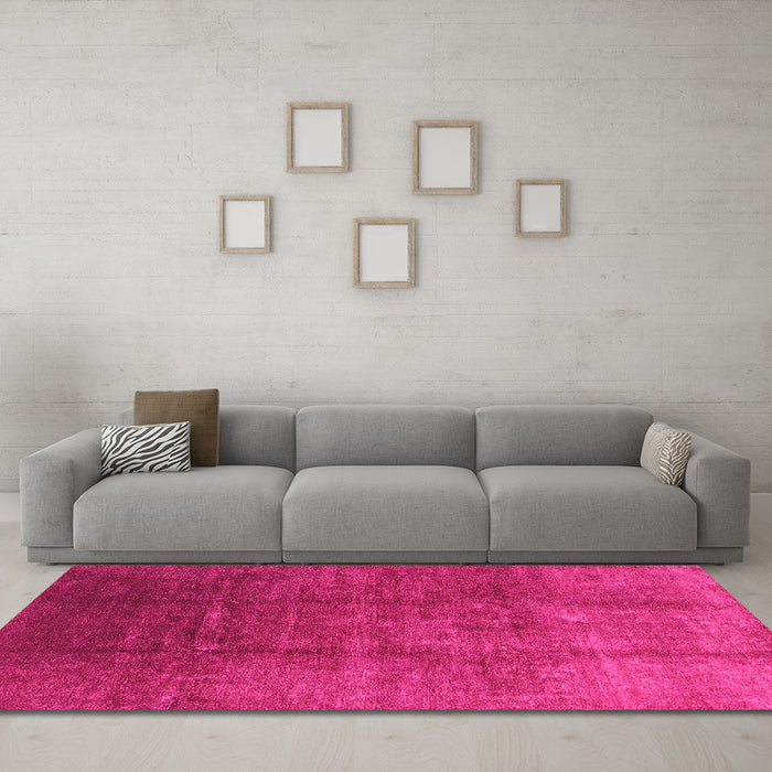 Machine Washable Oriental Pink Industrial Rug in a Living Room, wshurb1230pnk