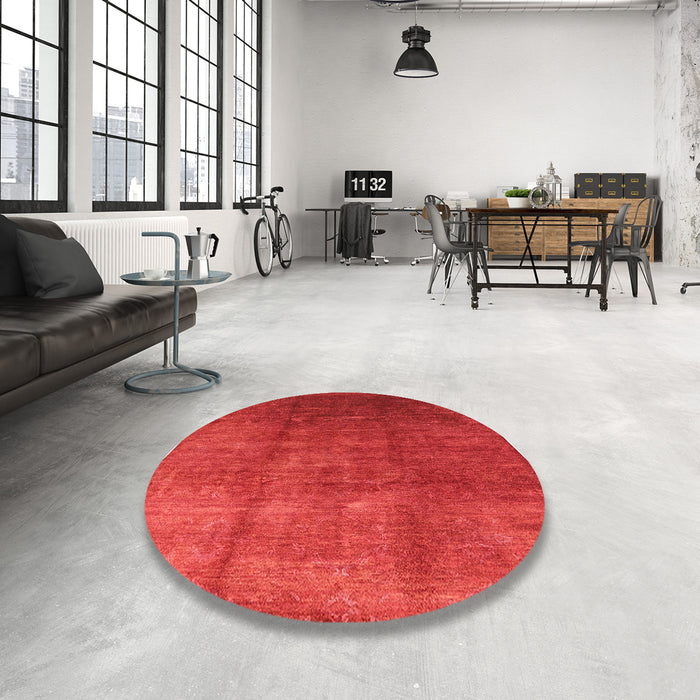 Round Machine Washable Industrial Modern Red Rug in a Office, wshurb1230