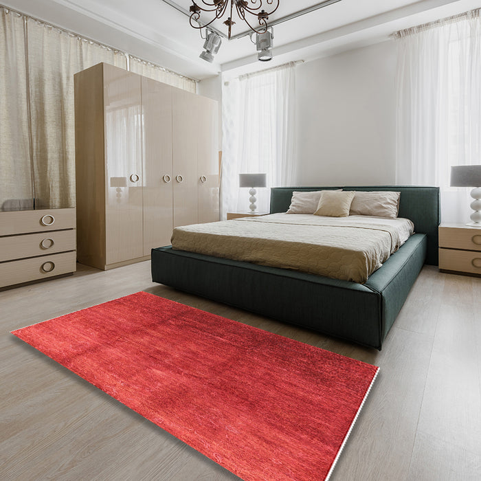 Mid-Century Modern Red Oriental Rug in a Bedroom, urb1230