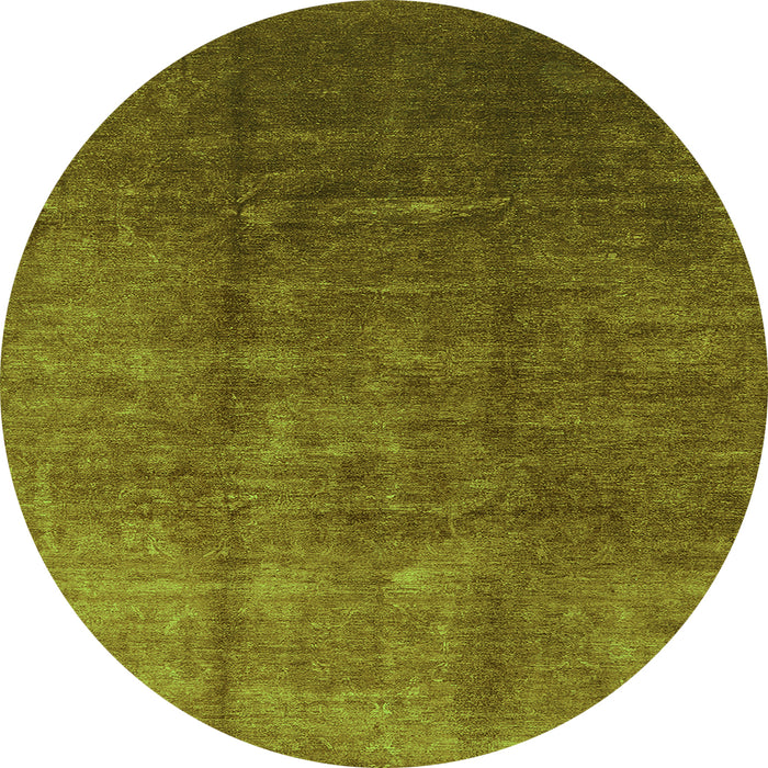 Round Machine Washable Oriental Green Industrial Area Rugs, wshurb1230grn
