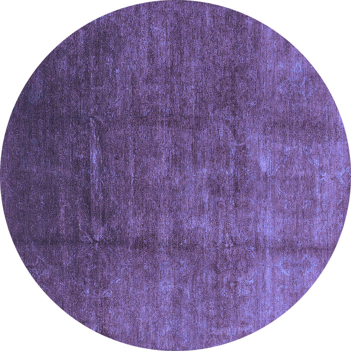 Round Machine Washable Oriental Blue Industrial Rug, wshurb1230blu