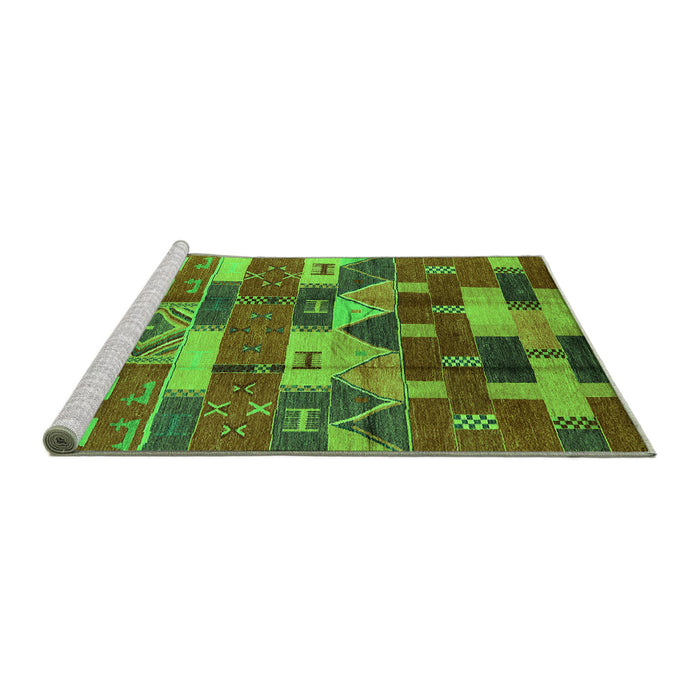 Sideview of Machine Washable Oriental Green Industrial Area Rugs, wshurb1231grn