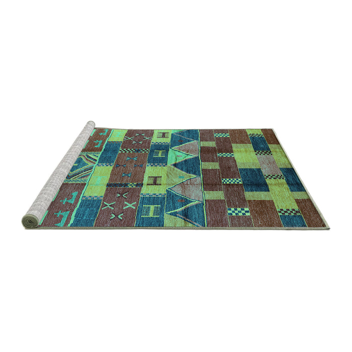 Sideview of Machine Washable Oriental Turquoise Industrial Area Rugs, wshurb1231turq