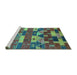 Sideview of Machine Washable Oriental Turquoise Industrial Area Rugs, wshurb1231turq