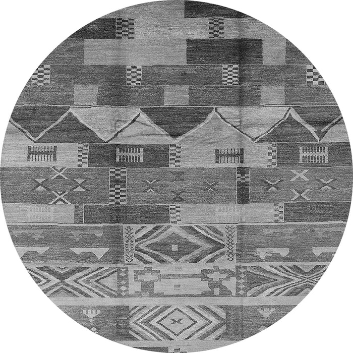 Round Oriental Gray Industrial Rug, urb1231gry