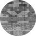 Round Oriental Gray Industrial Rug, urb1231gry