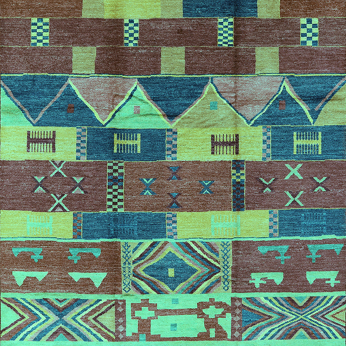 Machine Washable Oriental Turquoise Industrial Area Rugs, wshurb1231turq