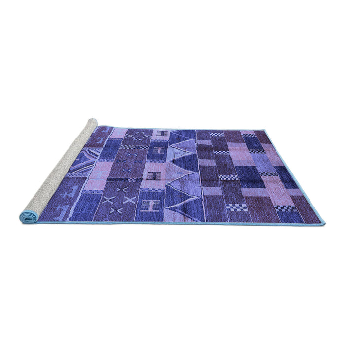 Sideview of Machine Washable Oriental Blue Industrial Rug, wshurb1231blu