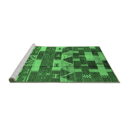 Sideview of Machine Washable Oriental Emerald Green Industrial Area Rugs, wshurb1231emgrn
