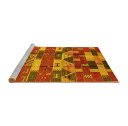 Sideview of Machine Washable Oriental Yellow Industrial Rug, wshurb1231yw