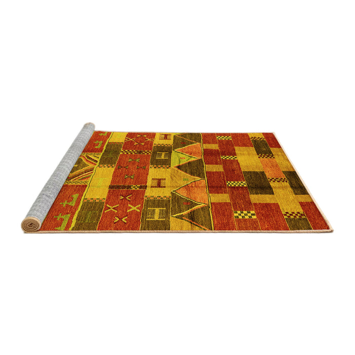Sideview of Machine Washable Oriental Yellow Industrial Rug, wshurb1231yw
