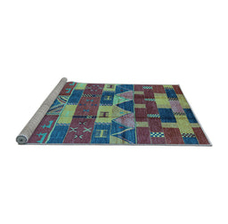 Sideview of Machine Washable Oriental Light Blue Industrial Rug, wshurb1231lblu