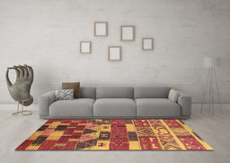 Machine Washable Oriental Brown Industrial Rug in a Living Room,, wshurb1231brn