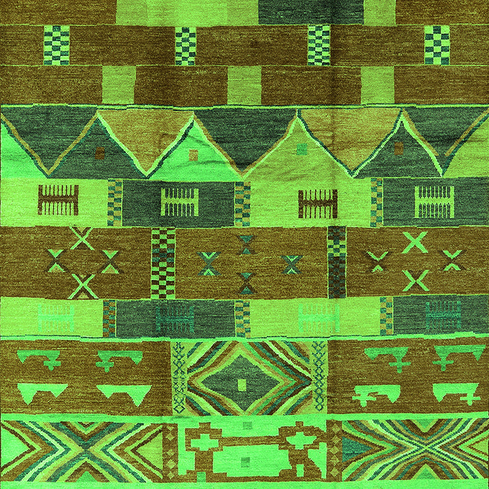 Machine Washable Oriental Green Industrial Area Rugs, wshurb1231grn