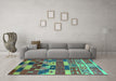 Machine Washable Oriental Turquoise Industrial Area Rugs in a Living Room,, wshurb1231turq