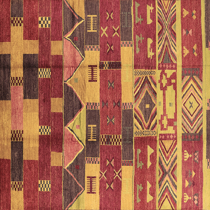 Square Machine Washable Oriental Brown Industrial Rug, wshurb1231brn