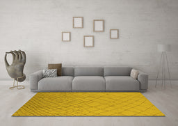 Machine Washable Solid Yellow Modern Rug in a Living Room, wshurb1232yw