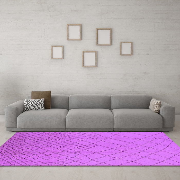 Machine Washable Solid Purple Modern Area Rugs in a Living Room, wshurb1232pur