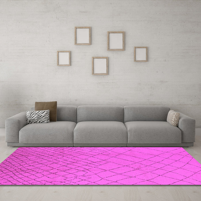 Machine Washable Solid Pink Modern Rug in a Living Room, wshurb1232pnk