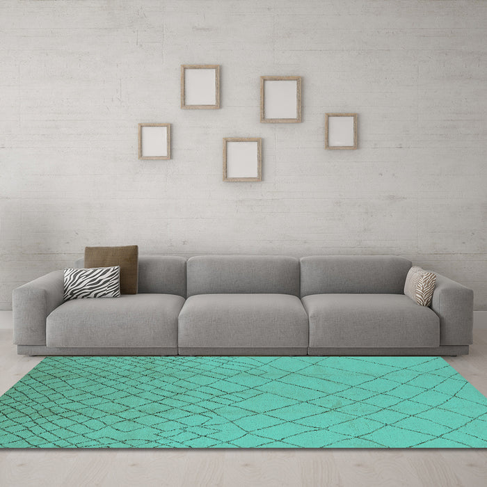 Machine Washable Solid Turquoise Modern Area Rugs in a Living Room,, wshurb1232turq