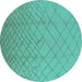 Round Machine Washable Solid Turquoise Modern Area Rugs, wshurb1232turq