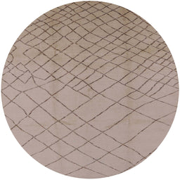 Round Mid-Century Modern Dark Almond Brown Solid Rug, urb1232