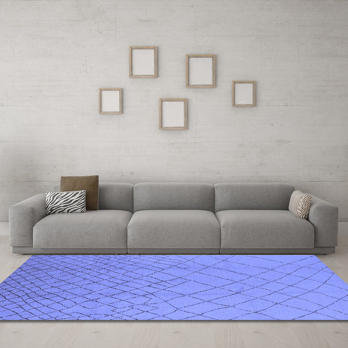 Machine Washable Solid Blue Modern Rug in a Living Room, wshurb1232blu