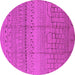 Round Machine Washable Solid Pink Modern Rug, wshurb1233pnk