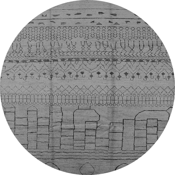 Round Machine Washable Solid Gray Modern Rug, wshurb1233gry