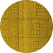 Round Machine Washable Solid Yellow Modern Rug, wshurb1233yw