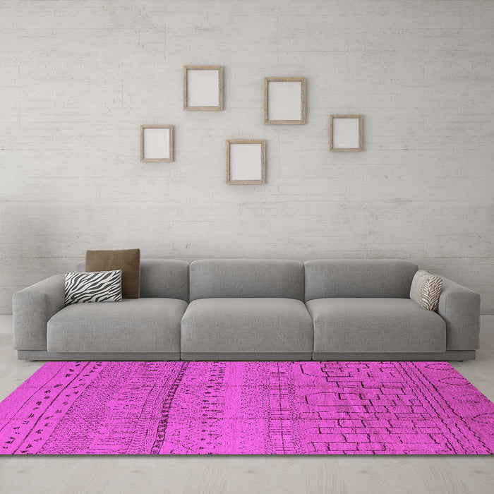 Machine Washable Solid Pink Modern Rug in a Living Room, wshurb1233pnk