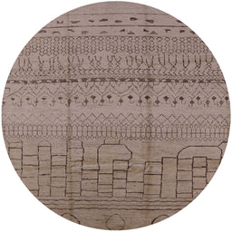 Round Mid-Century Modern Pink Solid Rug, urb1233