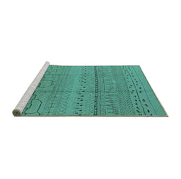 Sideview of Machine Washable Solid Turquoise Modern Area Rugs, wshurb1233turq