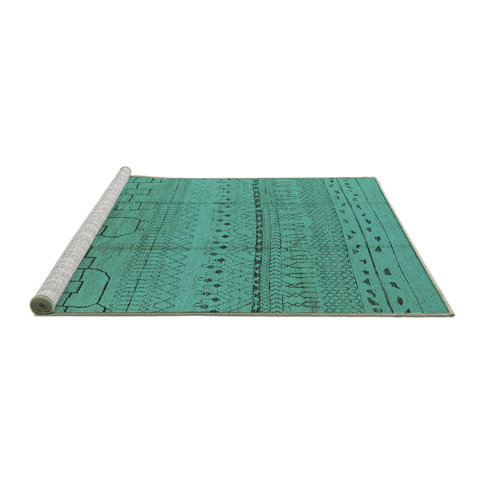 Sideview of Machine Washable Solid Turquoise Modern Area Rugs, wshurb1233turq