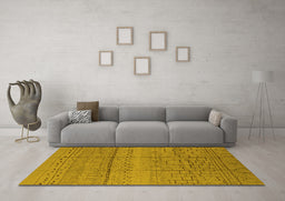Machine Washable Solid Yellow Modern Rug in a Living Room, wshurb1233yw