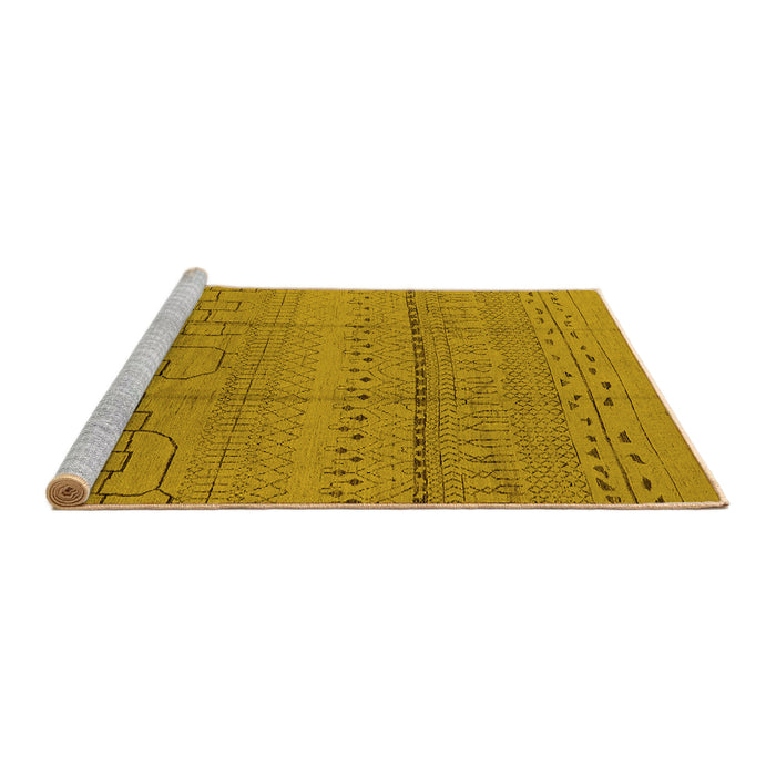 Sideview of Machine Washable Solid Yellow Modern Rug, wshurb1233yw