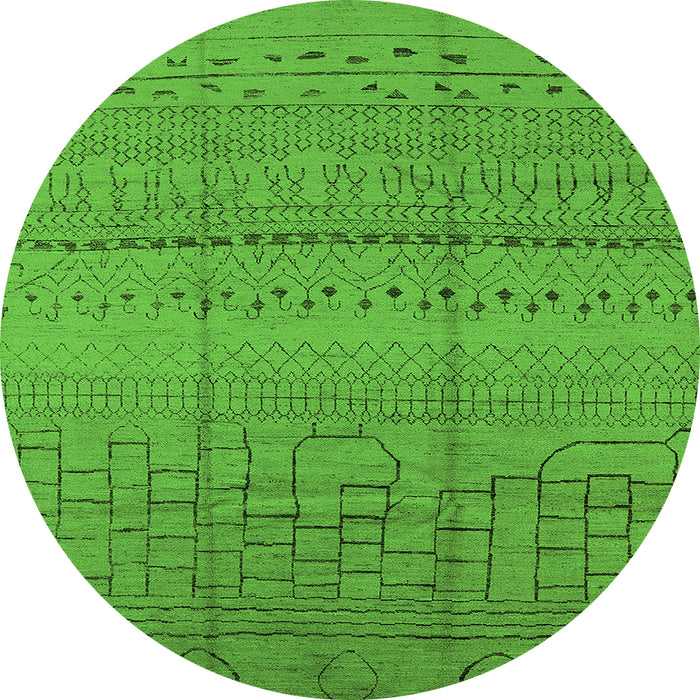 Round Solid Green Modern Rug, urb1233grn