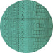 Round Solid Turquoise Modern Rug, urb1233turq