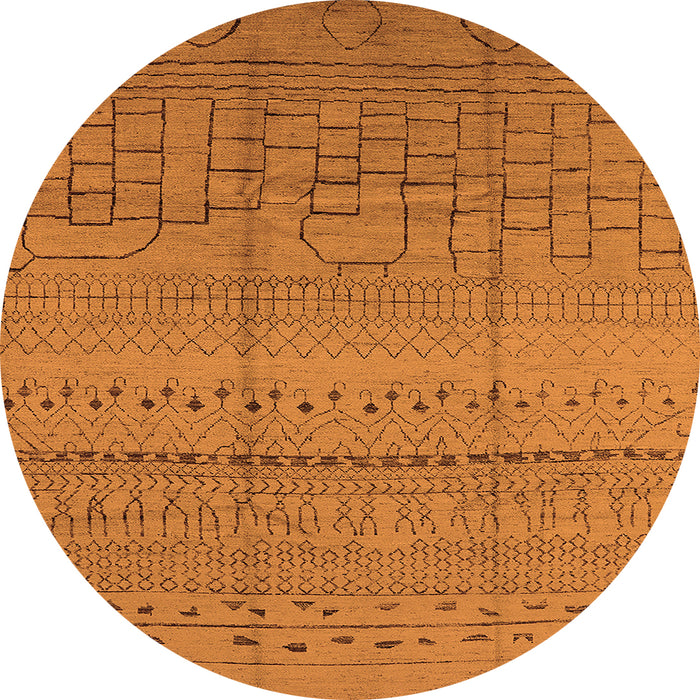 Round Machine Washable Solid Orange Modern Area Rugs, wshurb1233org