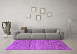 Machine Washable Solid Purple Modern Area Rugs in a Living Room, wshurb1233pur