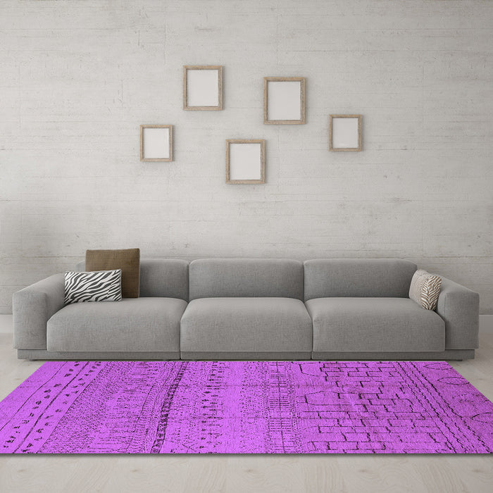 Machine Washable Solid Purple Modern Area Rugs in a Living Room, wshurb1233pur