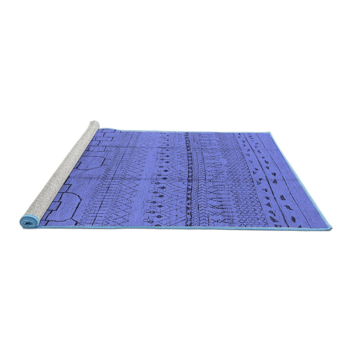 Sideview of Machine Washable Solid Blue Modern Rug, wshurb1233blu