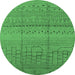 Round Machine Washable Solid Emerald Green Modern Area Rugs, wshurb1233emgrn